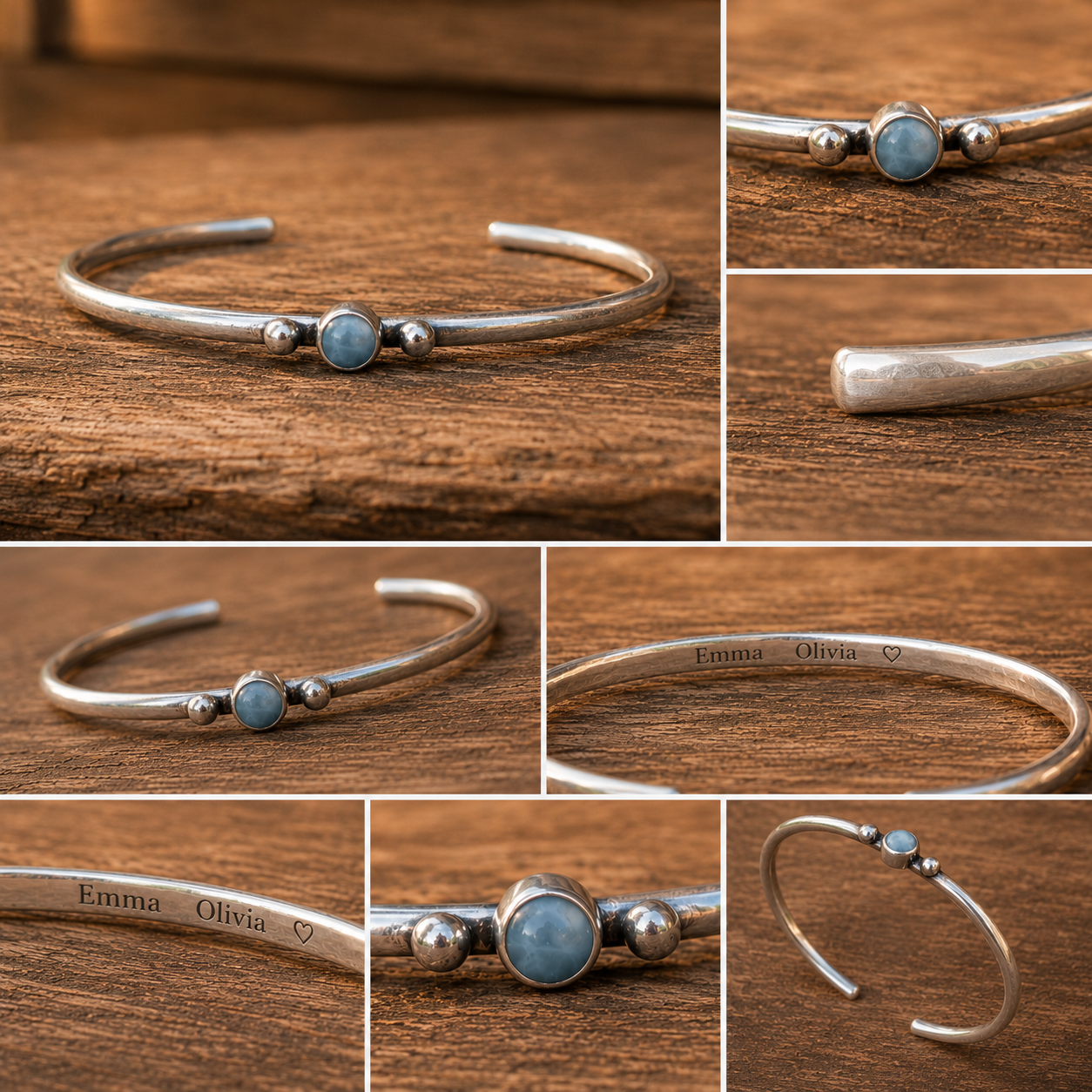 Handmade Aquamarine Sterling Silver Cuff Bracelet
