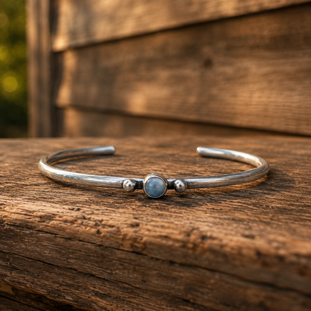 Handmade Aquamarine Sterling Silver Cuff Bracelet