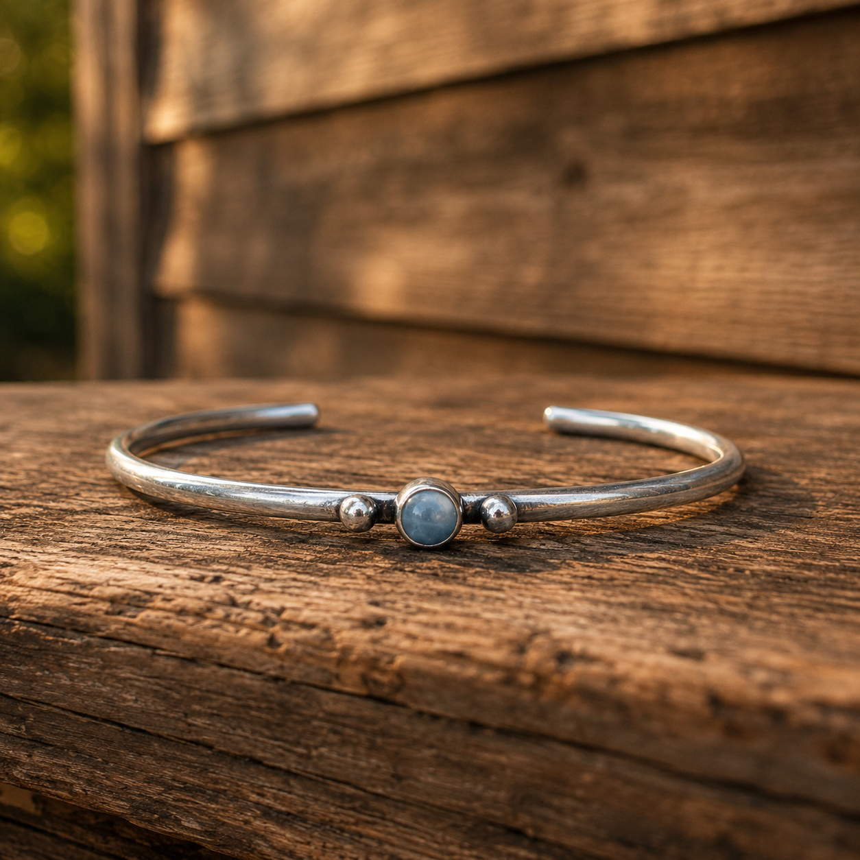Handmade Aquamarine Sterling Silver Cuff Bracelet