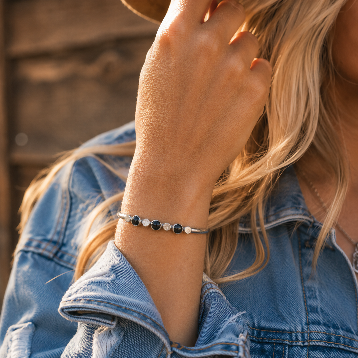 Handmade Black Onyx Sterling Silver Cuff Bracelet