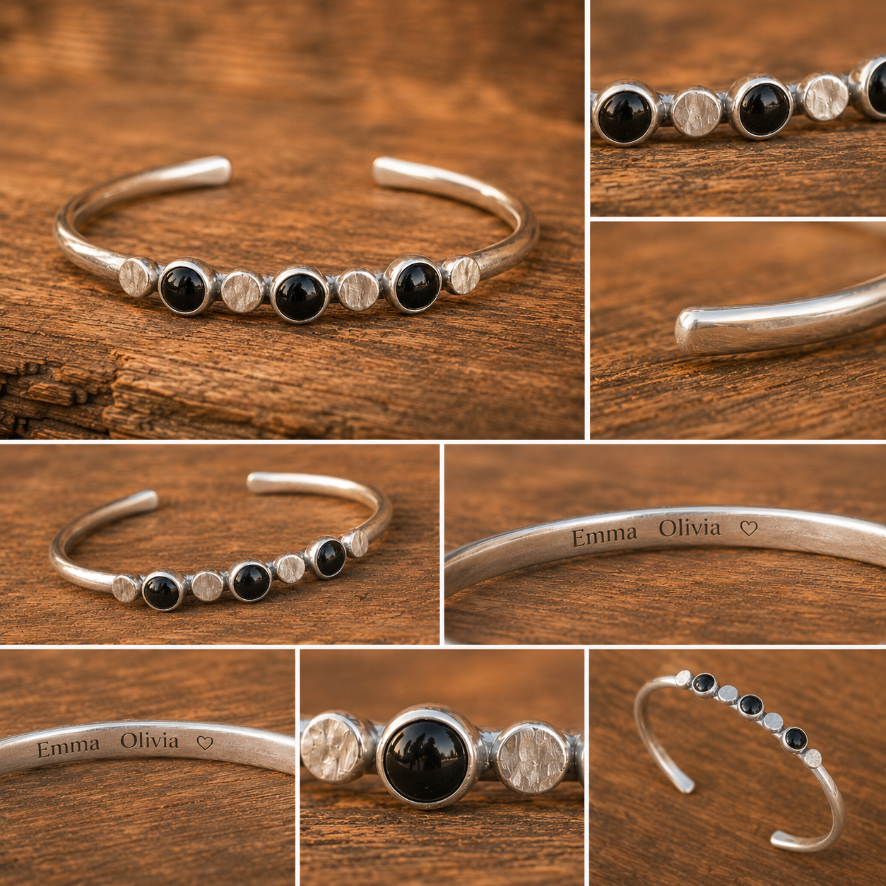 Handmade Black Onyx Sterling Silver Cuff Bracelet