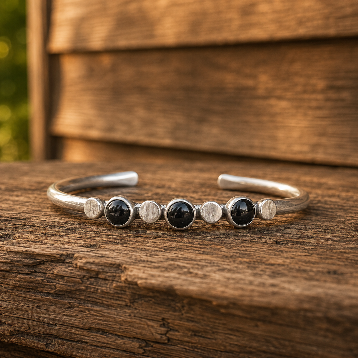 Handmade Black Onyx Sterling Silver Cuff Bracelet