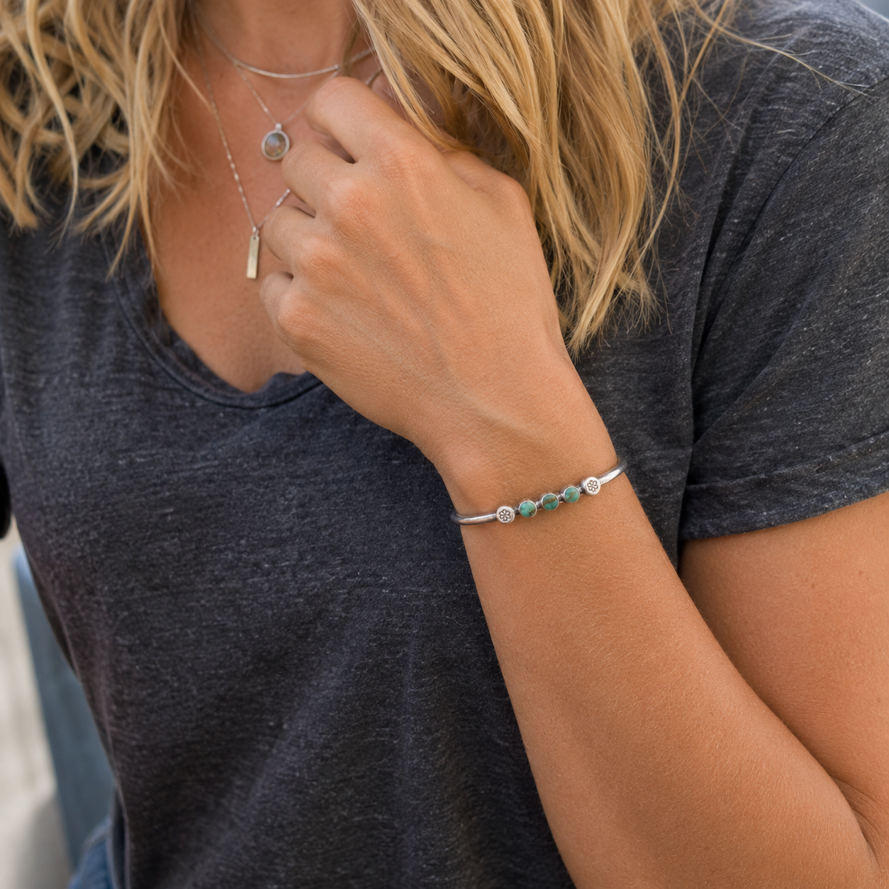 Handmade Royston Turquoise Sterling Silver Cuff Bracelet