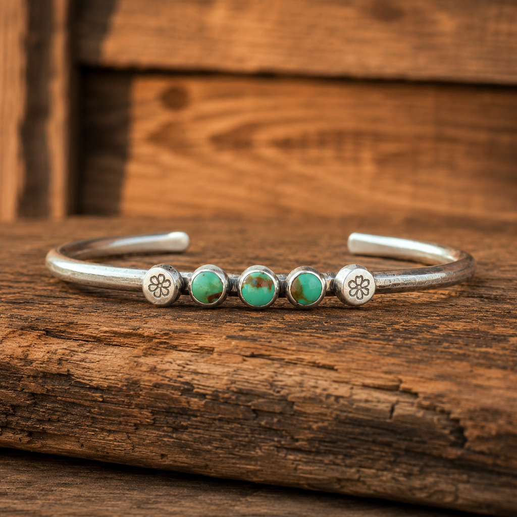 Handmade Royston Turquoise Sterling Silver Cuff Bracelet