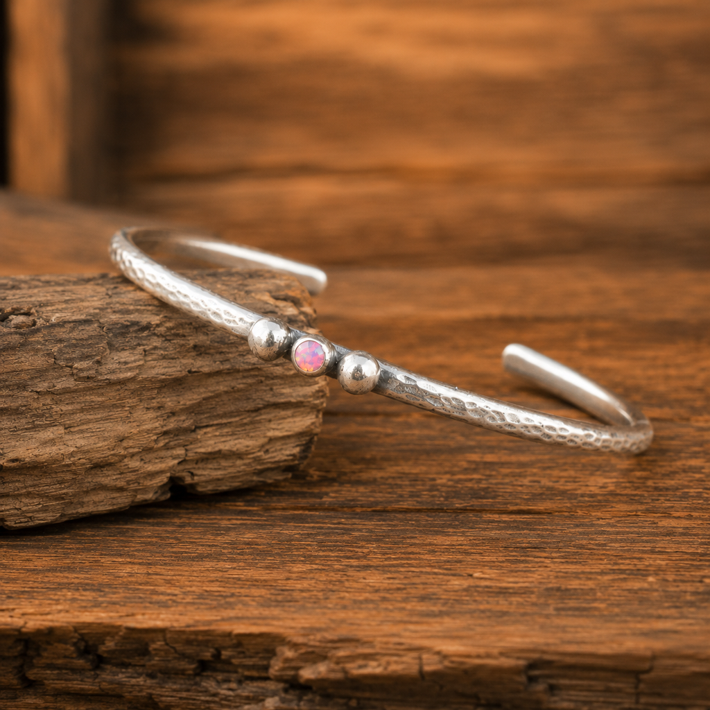 Handmade Opal Sterling Silver Cuff Bracelet