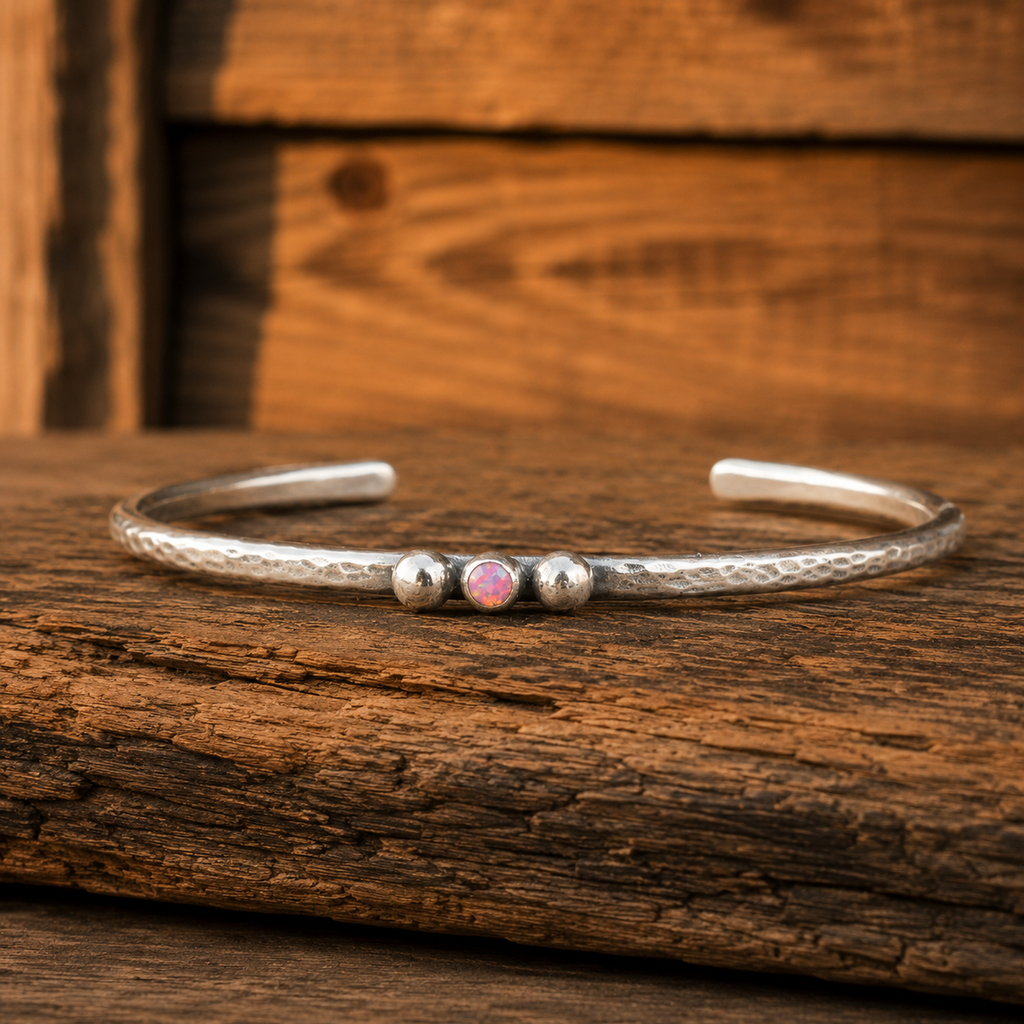 Handmade Opal Sterling Silver Cuff Bracelet