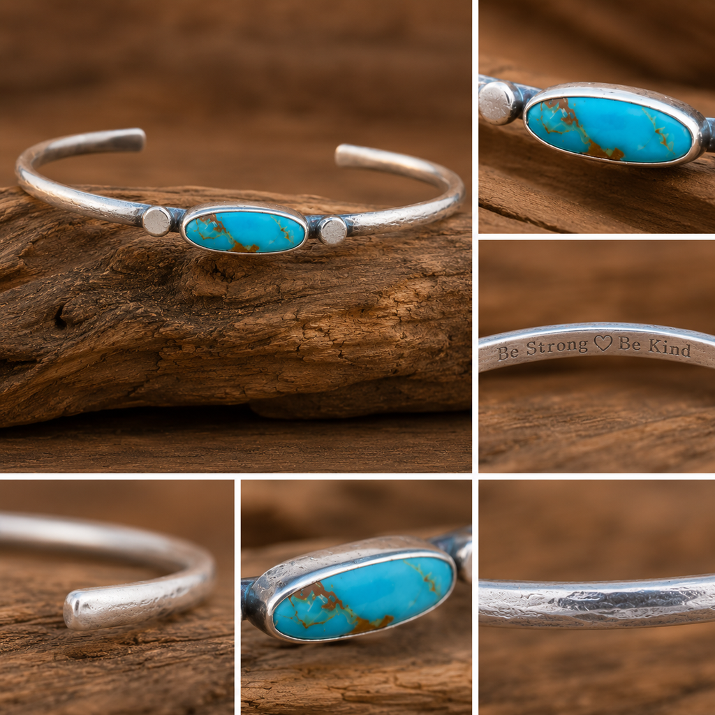 Handmade Royston Turquoise Sterling Silver Cuff Bracelet