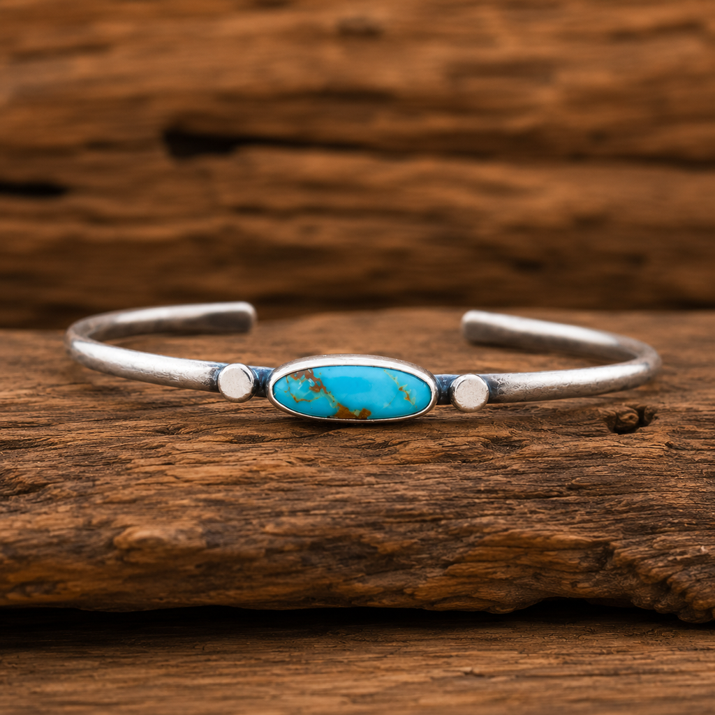 Handmade Royston Turquoise Sterling Silver Cuff Bracelet