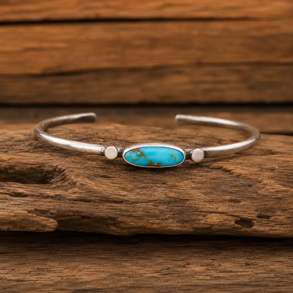 Handmade Royston Turquoise Sterling Silver Cuff Bracelet