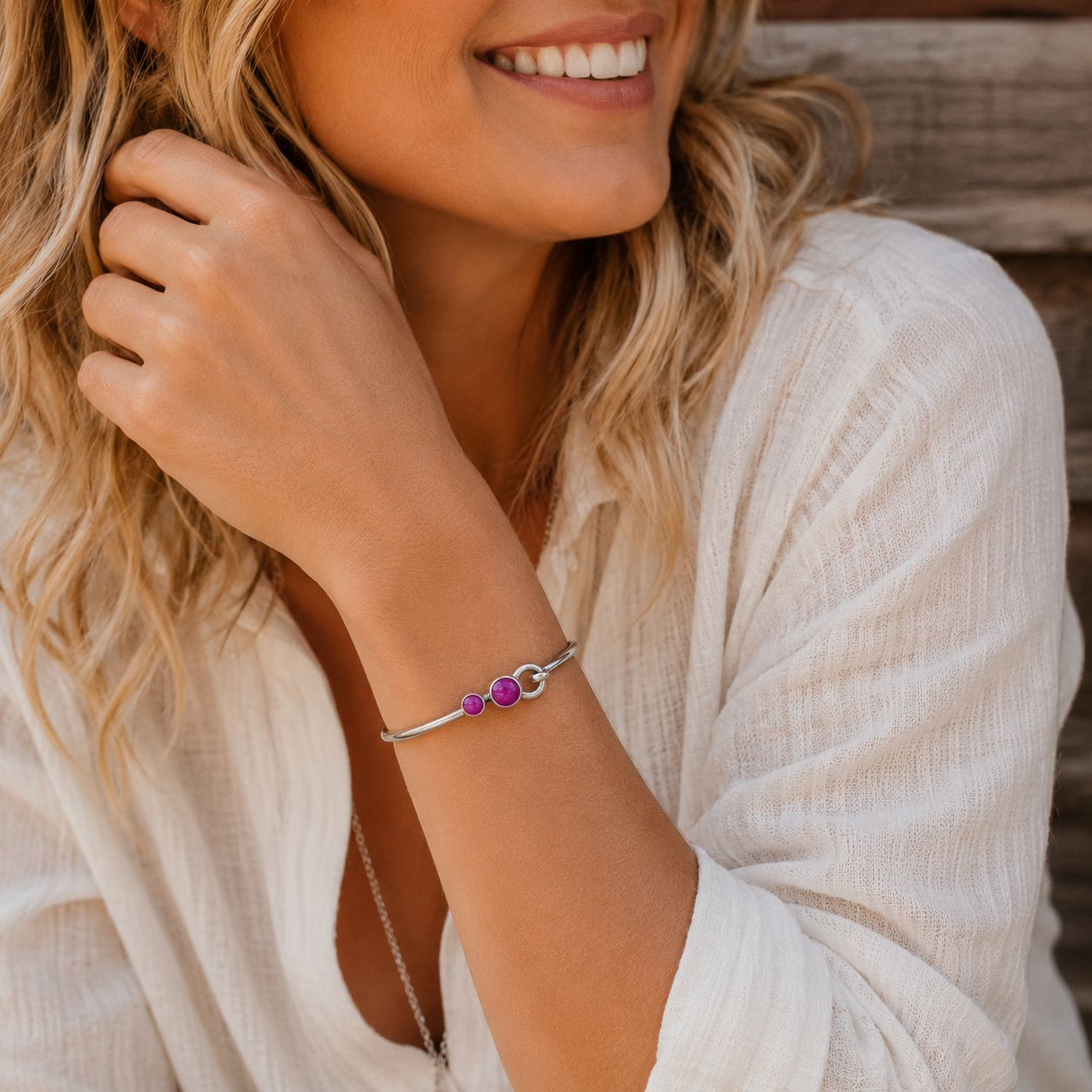 Handmade Pink Agate Sterling Silver Cuff Bracelet