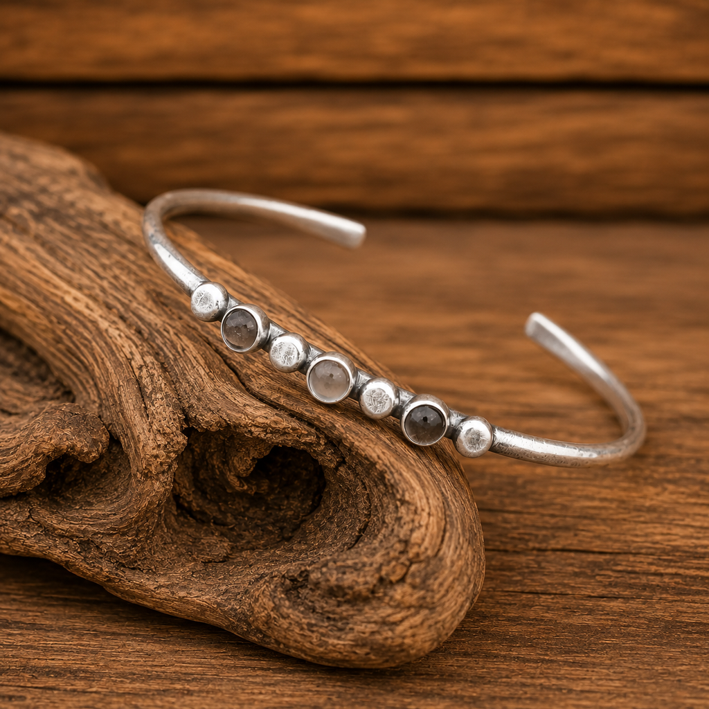 Handmade Moonstone Sterling Silver Cuff Bracelet