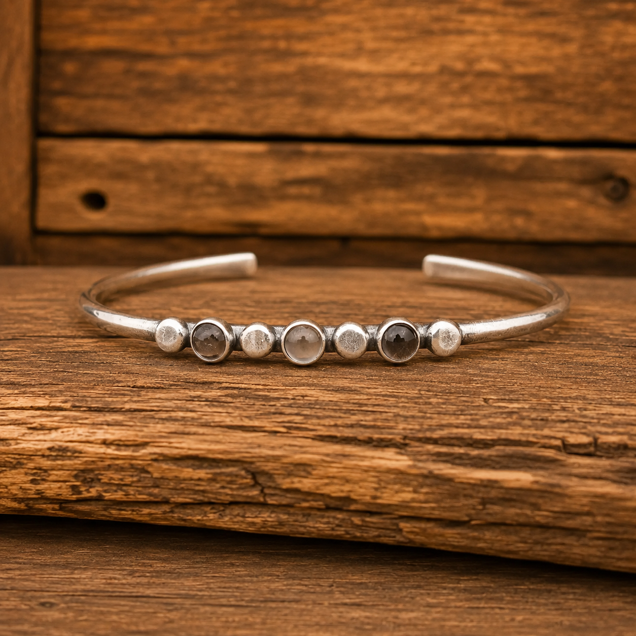 Handmade Moonstone Sterling Silver Cuff Bracelet