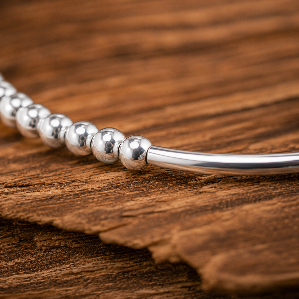 Handmade Sterling Silver Bead Bracelet