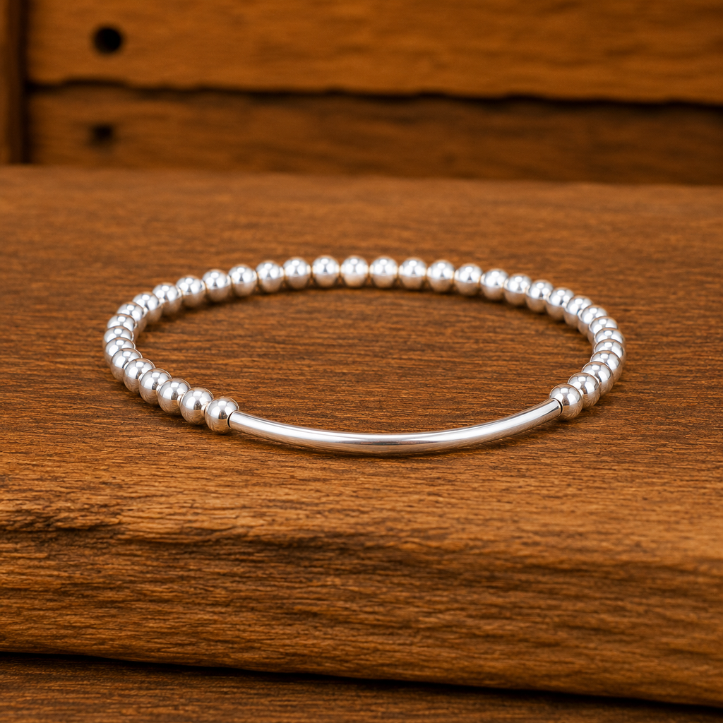Handmade Sterling Silver Bead Bracelet