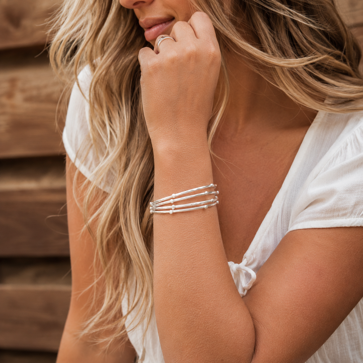 Handmade Sterling Silver Stacking Bangle Set – 6 Piece Collection