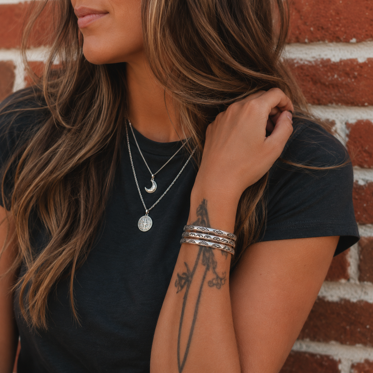 Handmade Sterling Silver Stacking Cuff Bracelet Set – Diamond, Arch & Radiance Collection