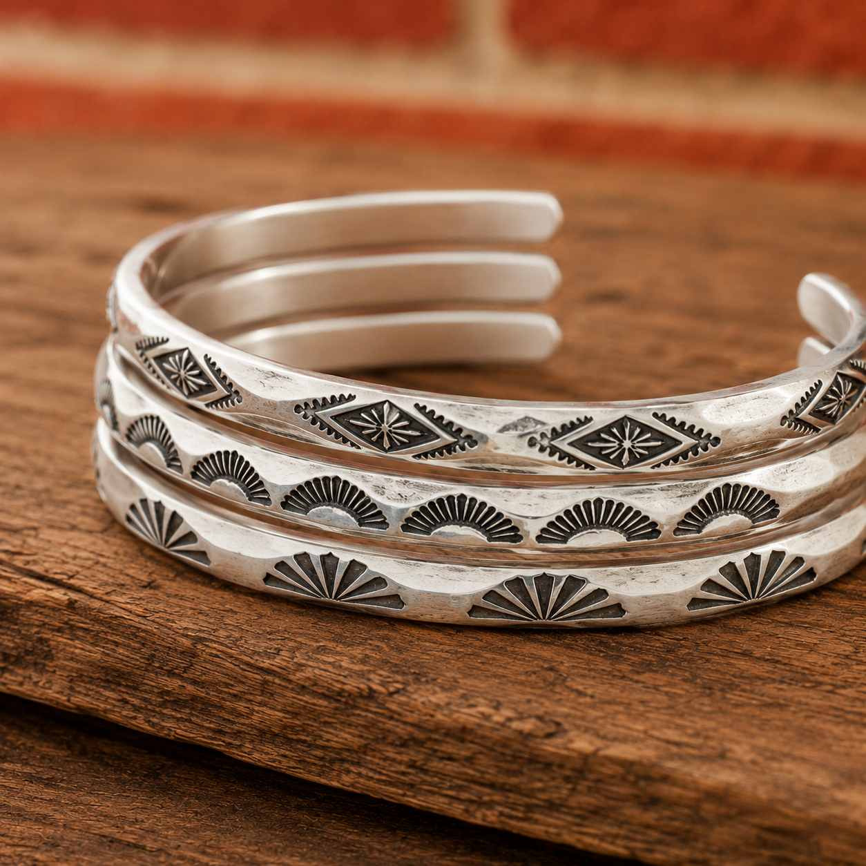 Handmade Sterling Silver Stacking Cuff Bracelet Set – Diamond, Arch & Radiance Collection
