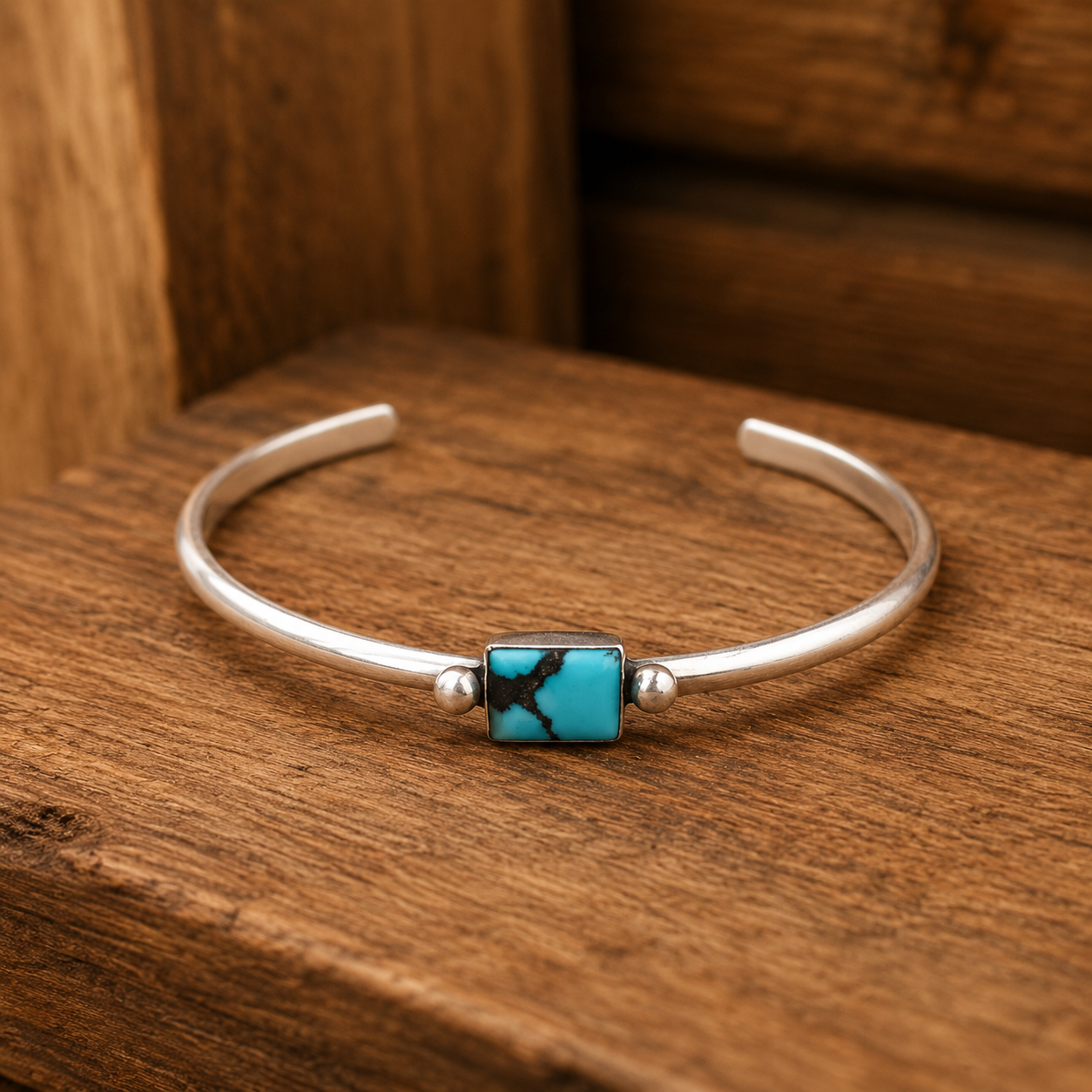 Handmade Sterling Silver Turquoise Hinged Bracelet