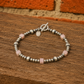Handmade Navajo Sterling Silver Bead & Rose Quartz Bracelet