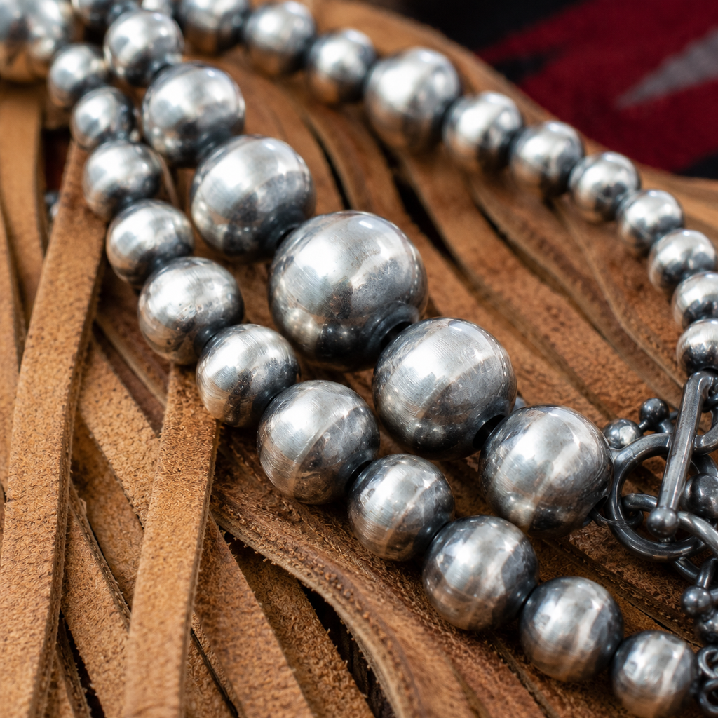 Handmade Navajo Sterling Silver Bead Bracelet