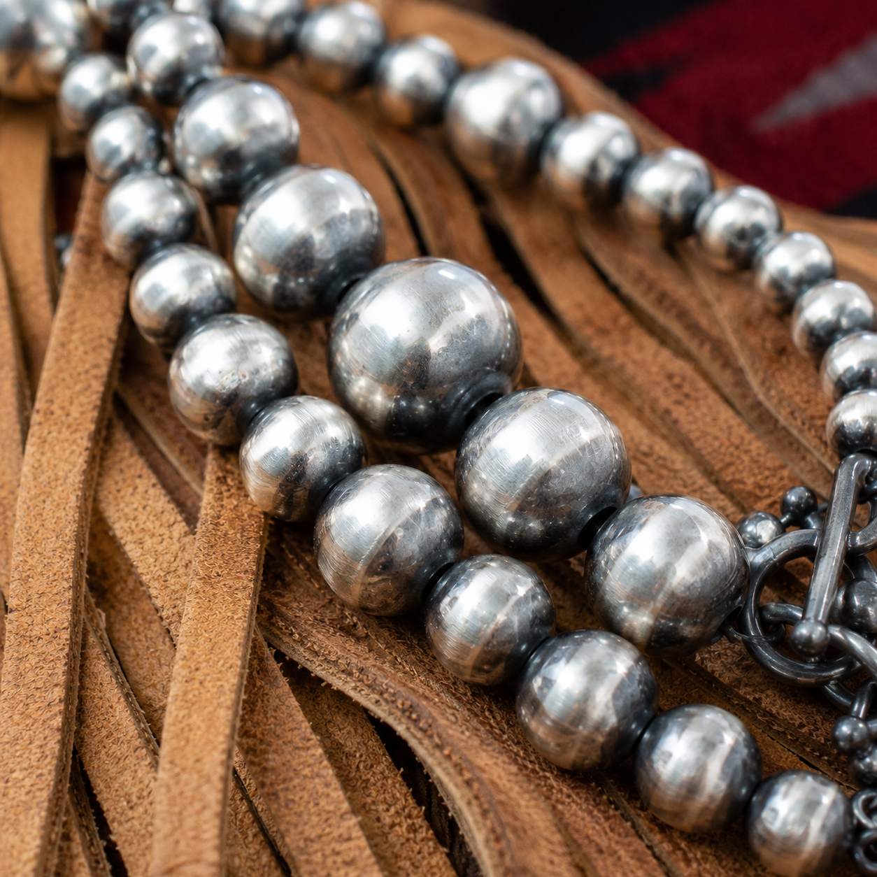 Handmade Navajo Sterling Silver Bead Bracelet