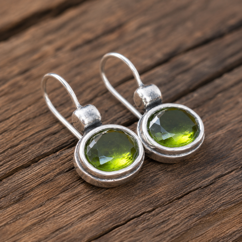 Handmade Sterling Silver Peridot Earrings