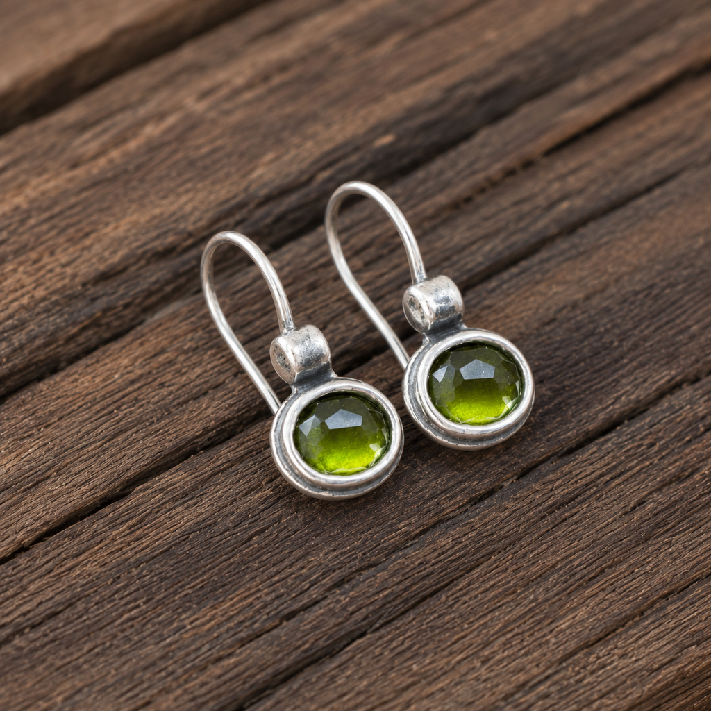 Handmade Sterling Silver Peridot Earrings
