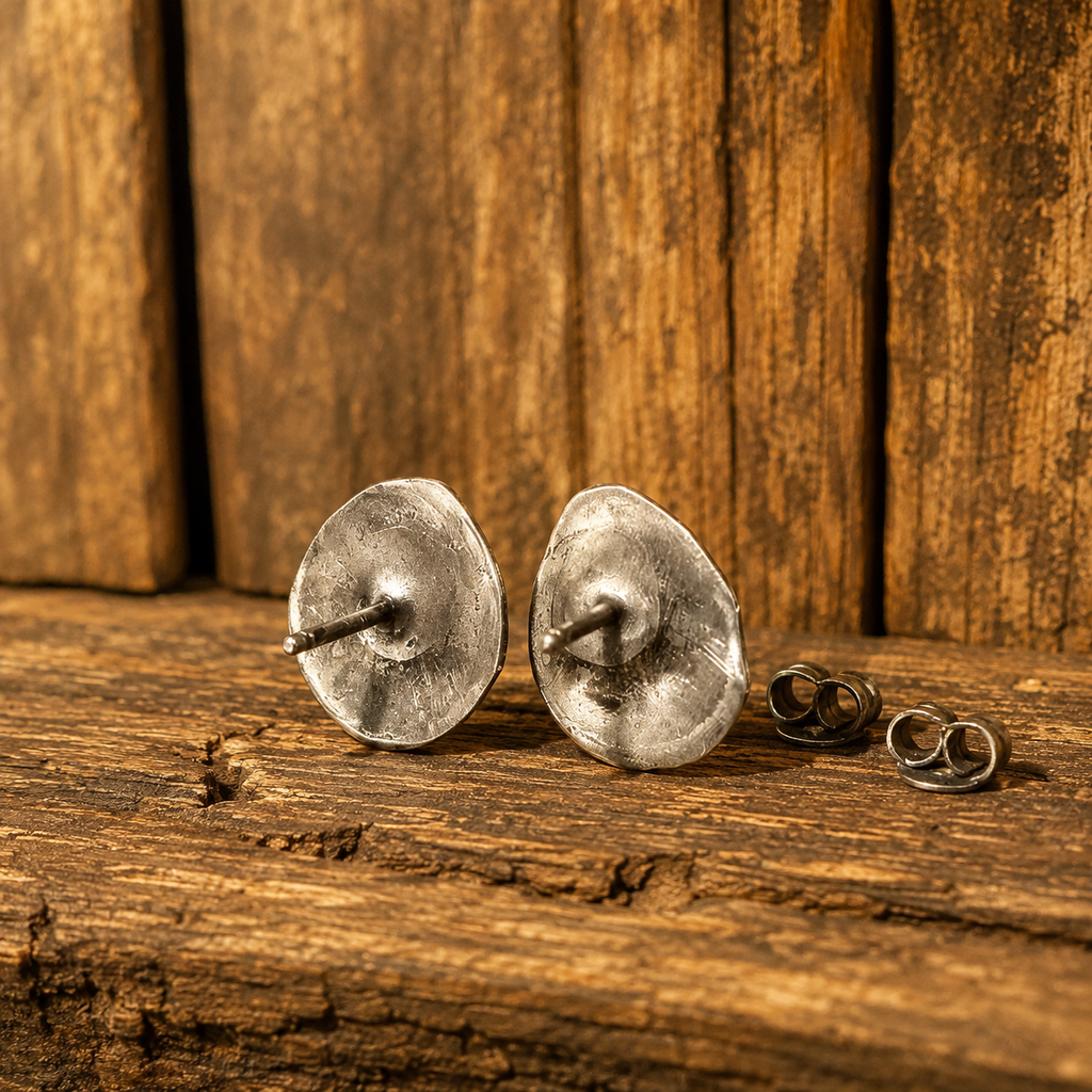 Handmade Navajo Bear Paw Sterling Silver Earrings