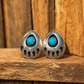 Handmade Navajo Bear Paw Sterling Silver Earrings