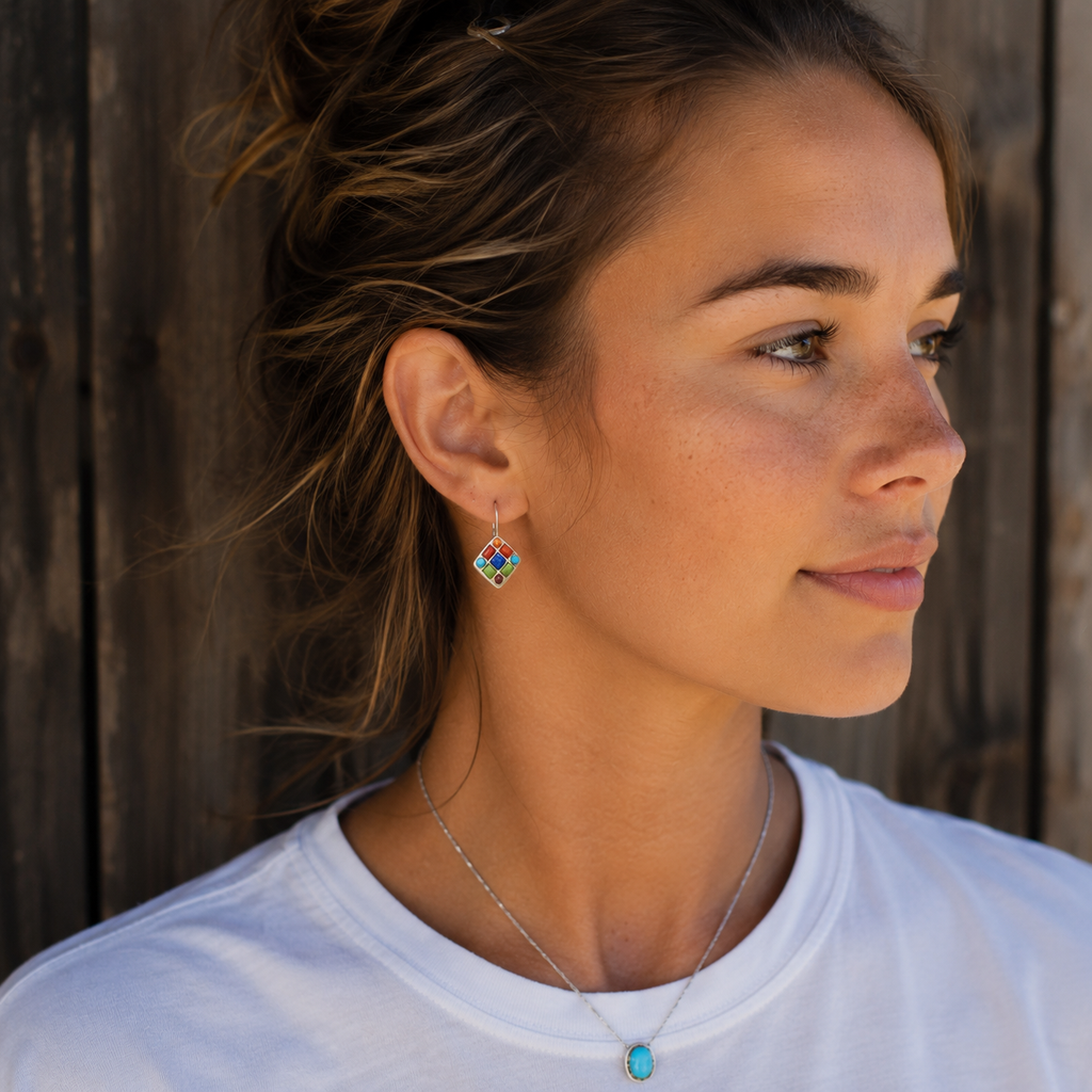 Handmade Bohemian Sterling Silver Agate Earrings