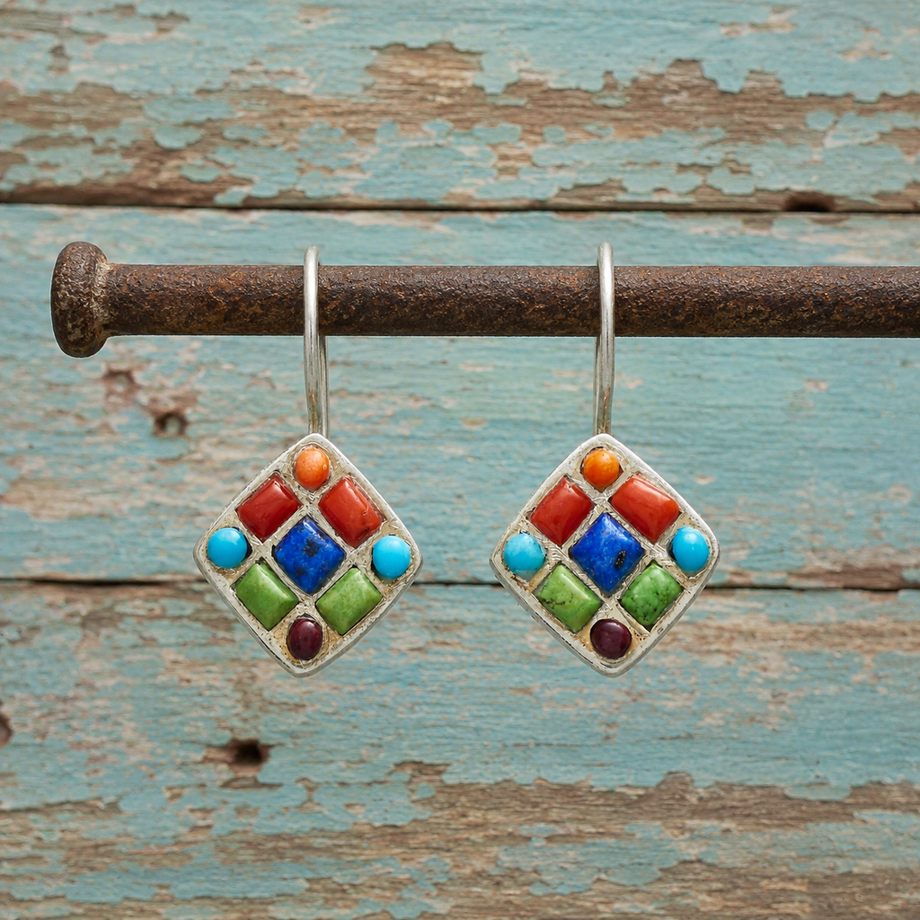 Handmade Bohemian Sterling Silver Agate Earrings
