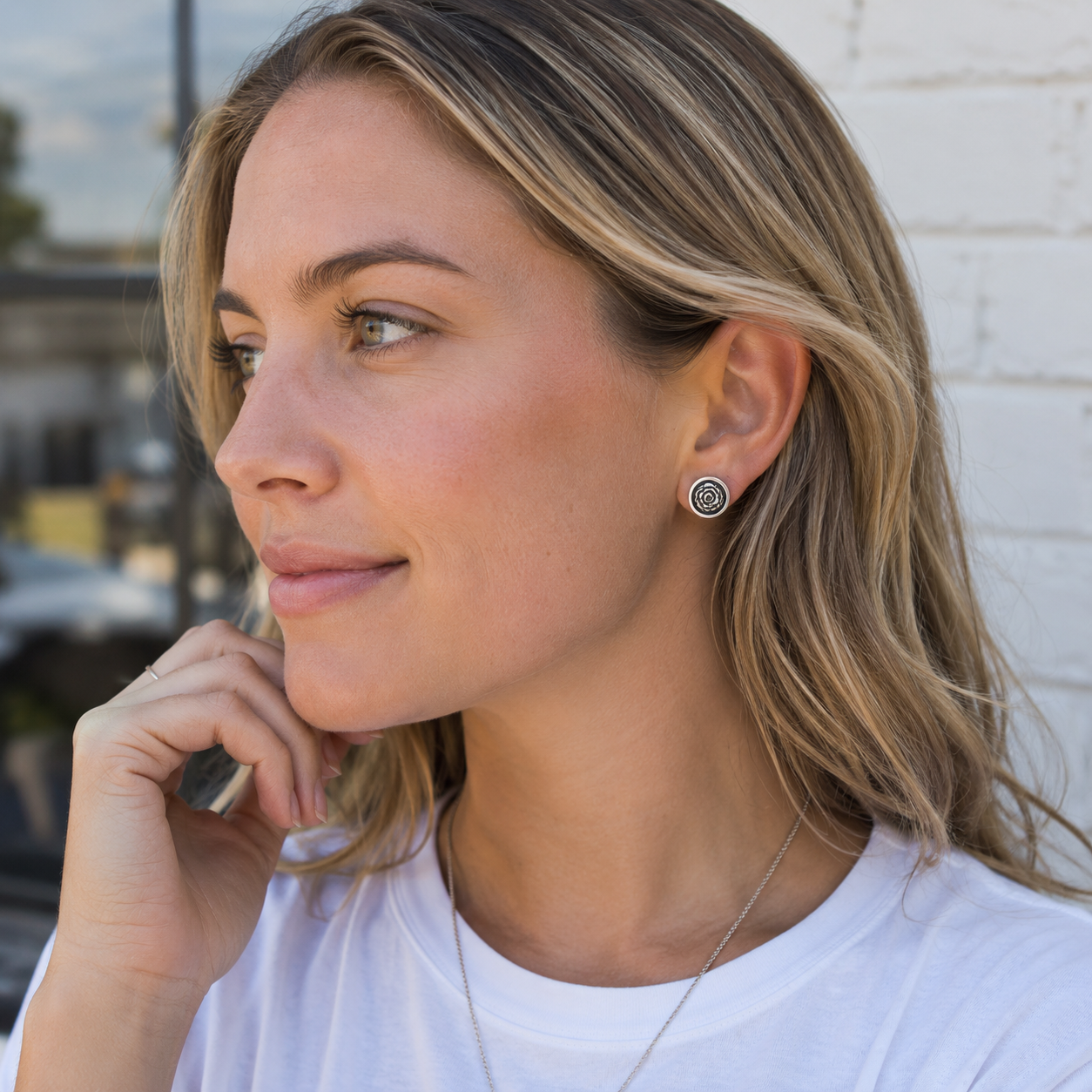 Handmade Sterling Silver Floral Stud Earrings Rose • Sunflower • Sunburst Collection