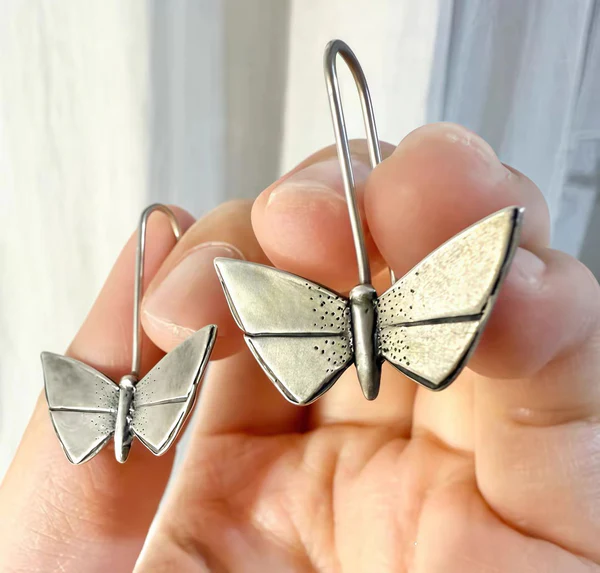 Handmade Sterling Silver Butterfly Earrings