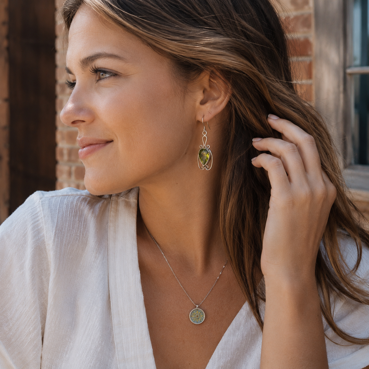Handmade Bohemian Sterling Silver Peridot Earrings