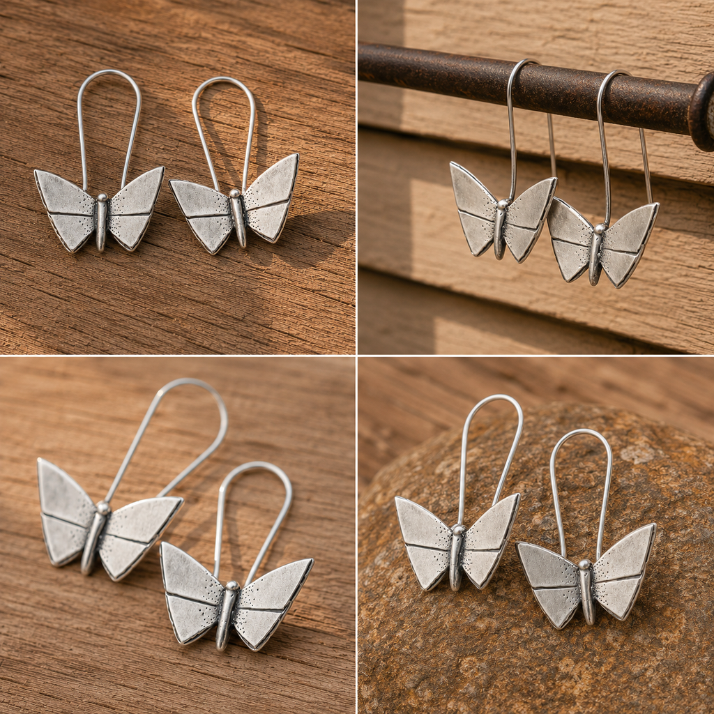 Handmade Sterling Silver Butterfly Earrings