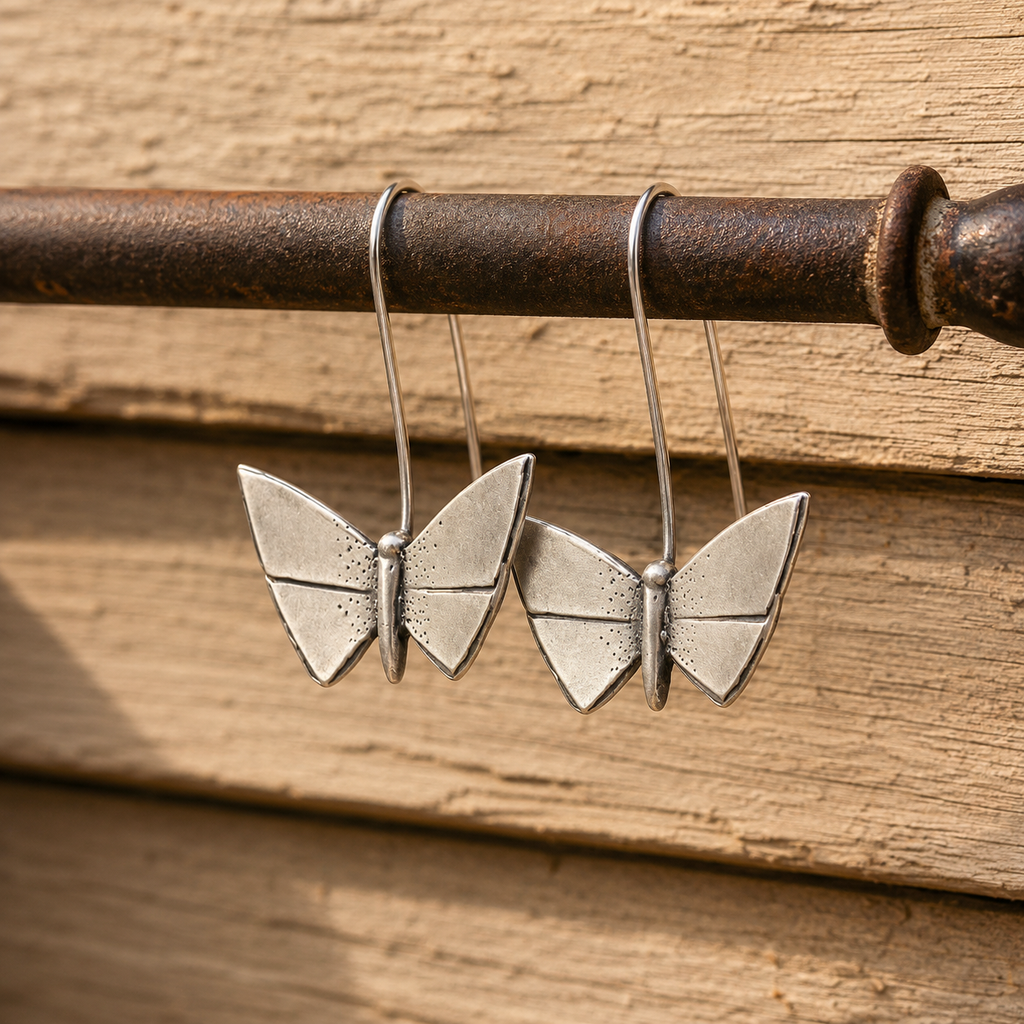 Handmade Sterling Silver Butterfly Earrings