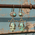 Handmade Hammered Sterling Silver Turquoise Earrings
