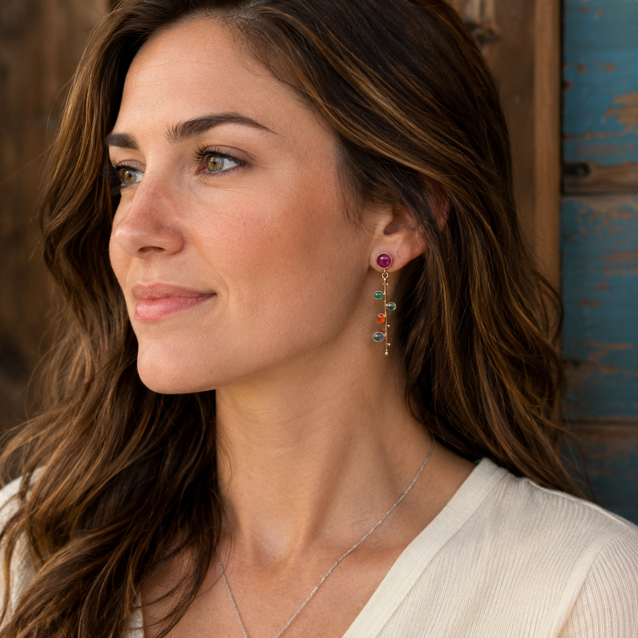 Handmade Sterling Silver Multi-Gemstone Earrings