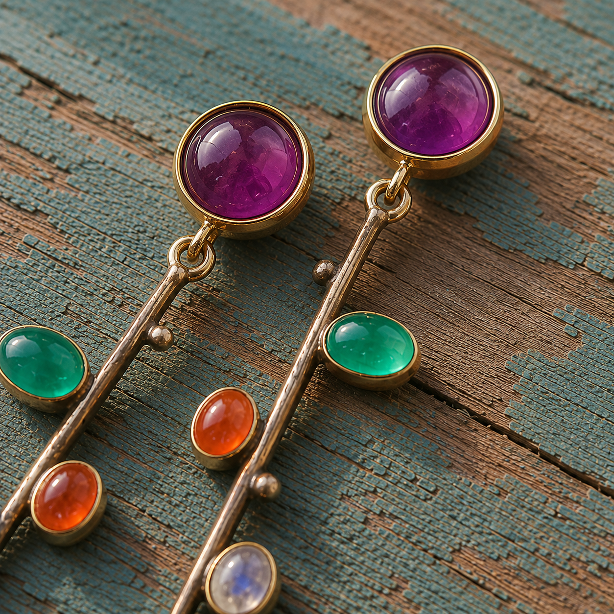 Handmade Sterling Silver Multi-Gemstone Earrings
