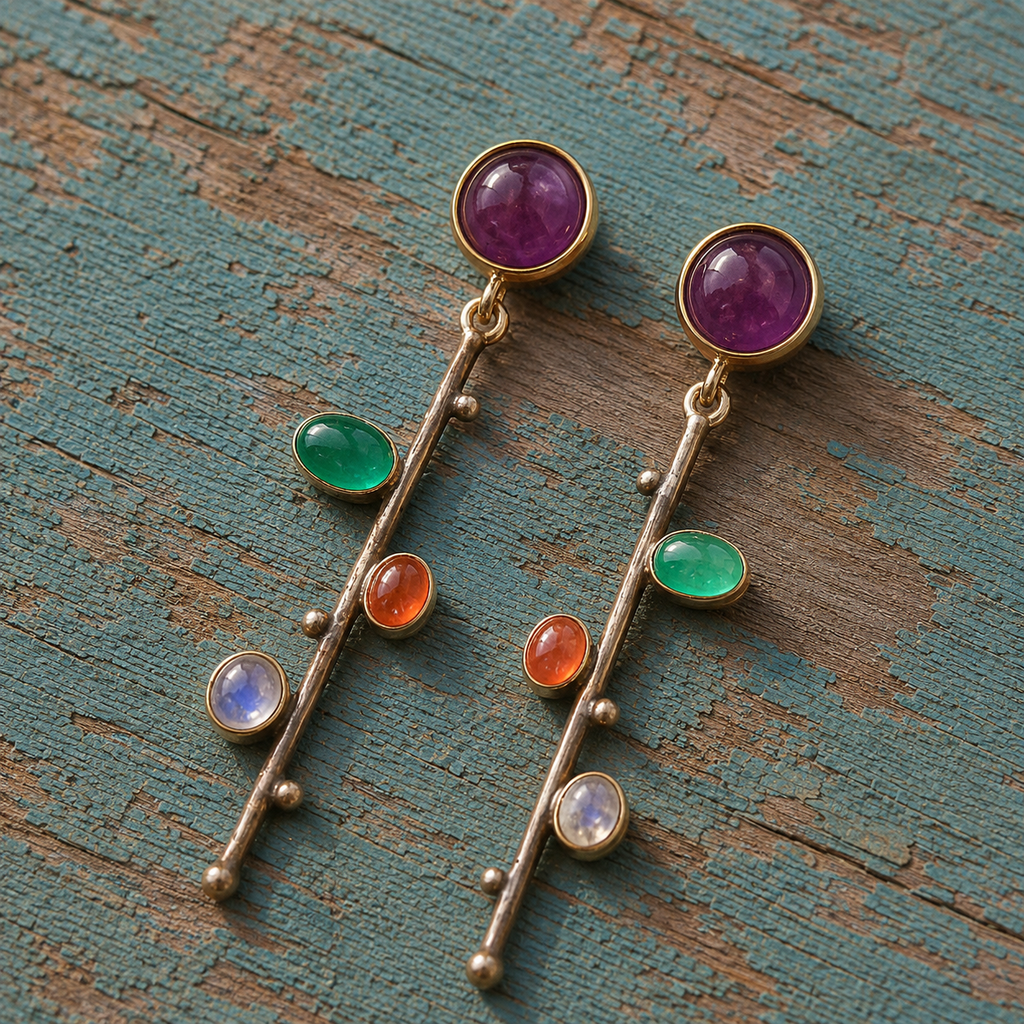 Handmade Sterling Silver Multi-Gemstone Earrings