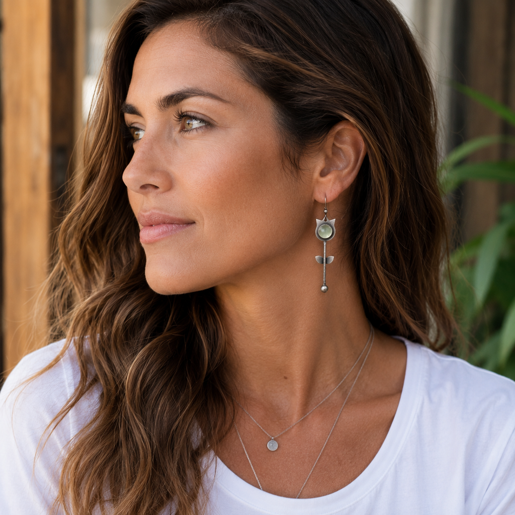 Handmade Oxidized Sterling Silver Agate Earrings