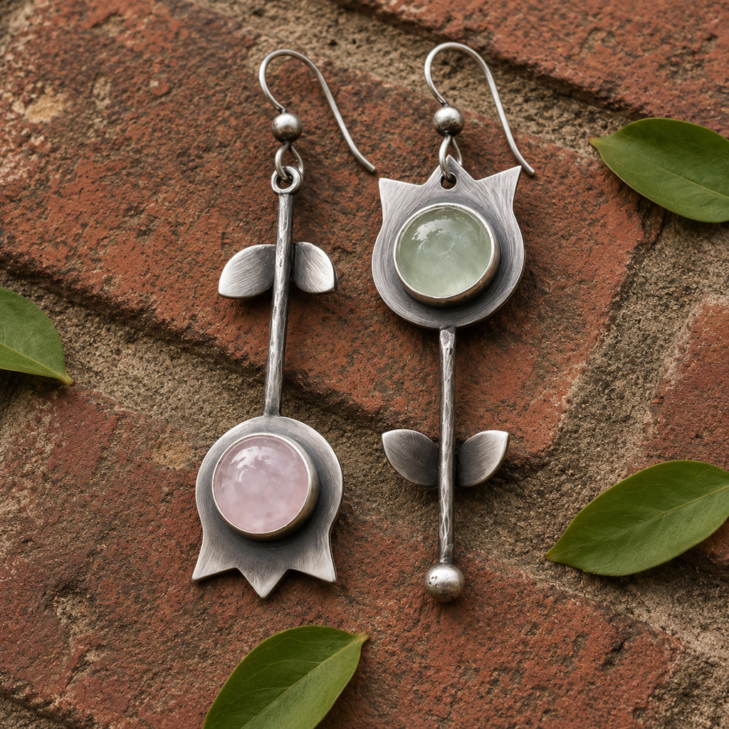 Handmade Oxidized Sterling Silver Agate Earrings