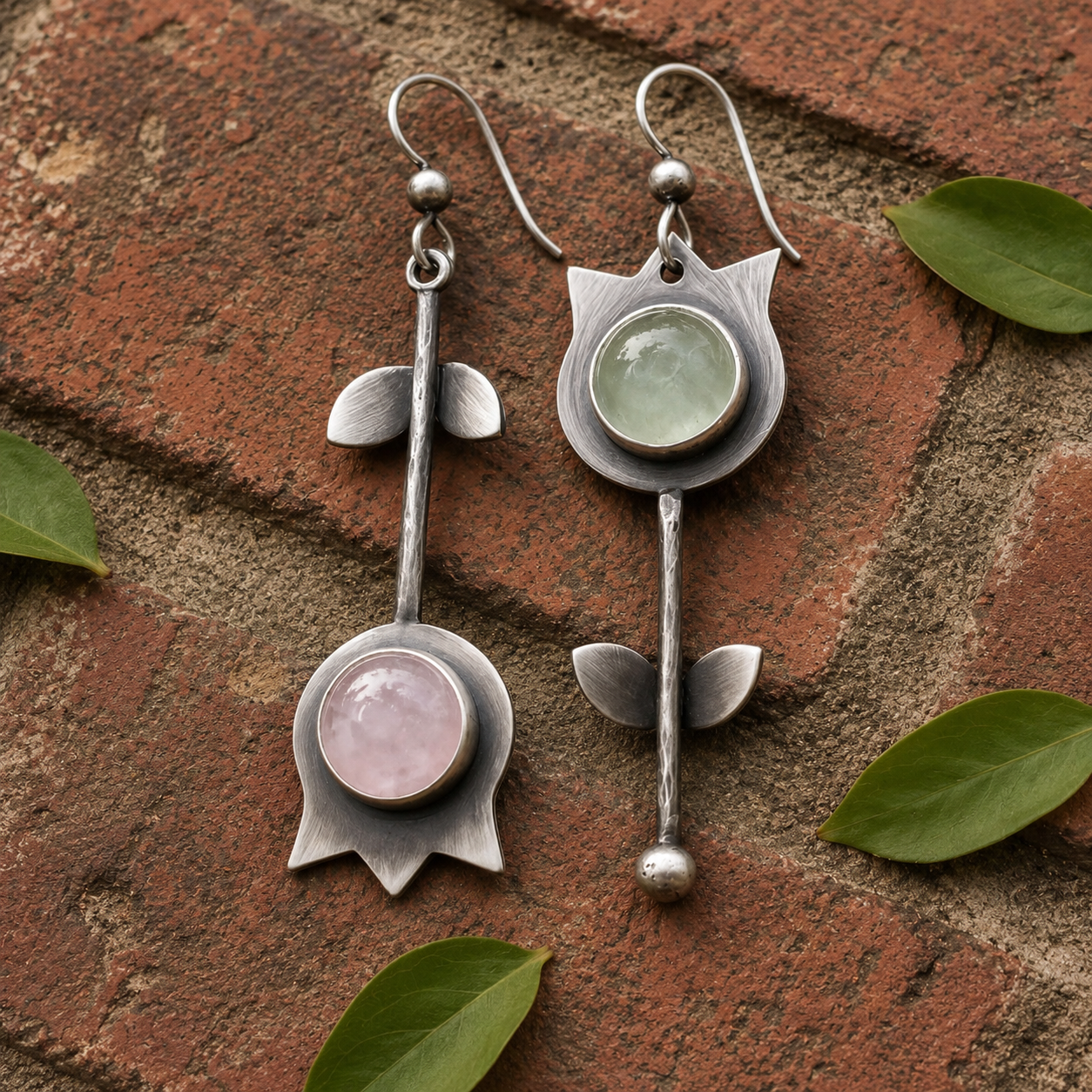 Handmade Oxidized Sterling Silver Agate Earrings
