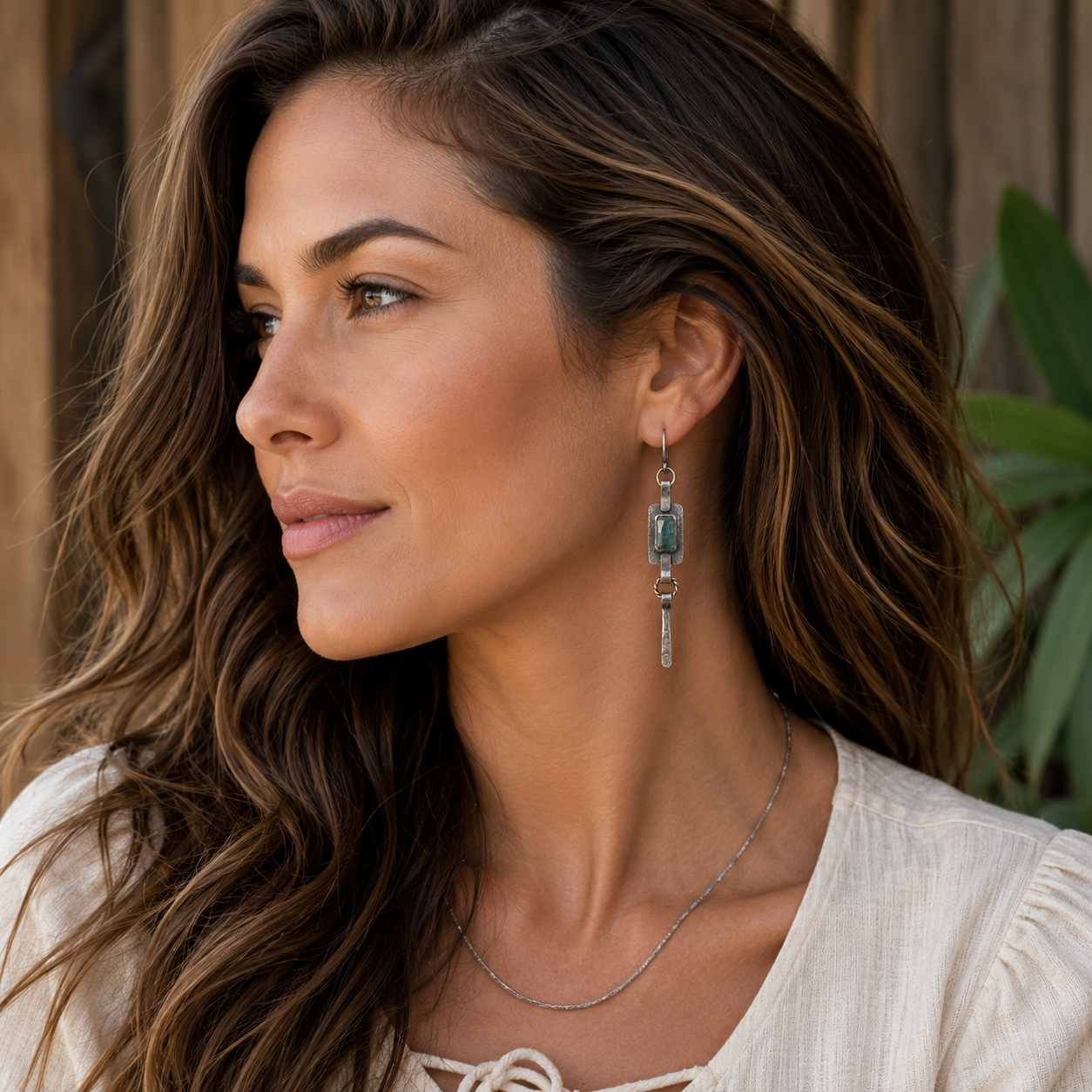 Handmade Oxidized Sterling Silver Apatite Earrings