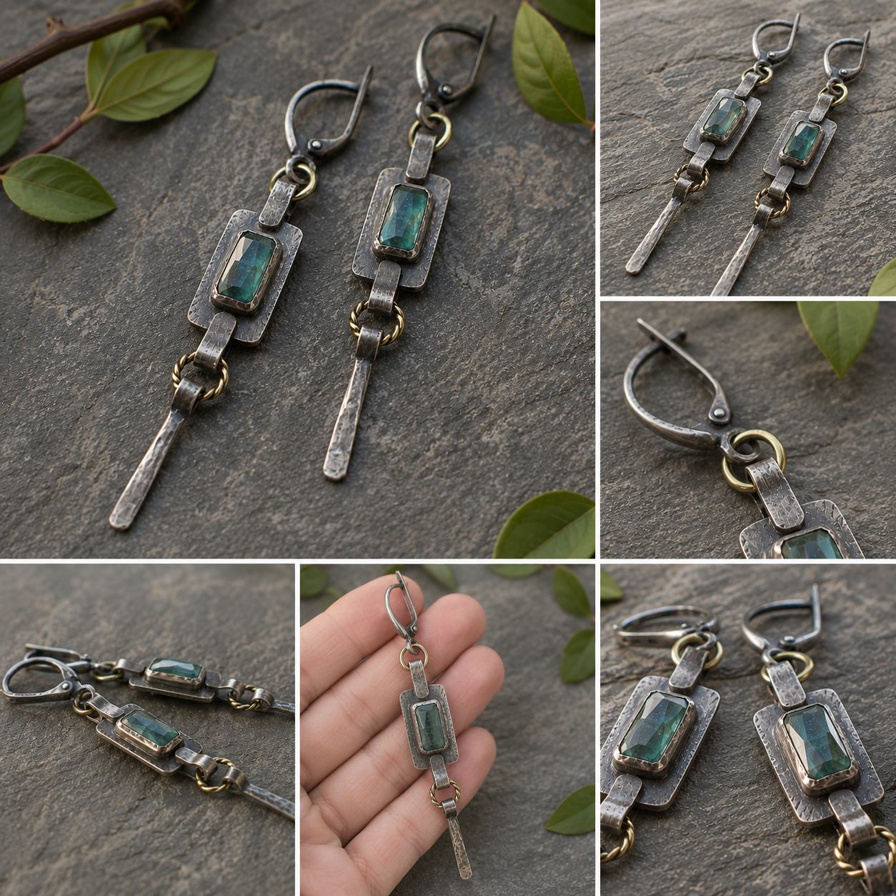 Handmade Oxidized Sterling Silver Apatite Earrings