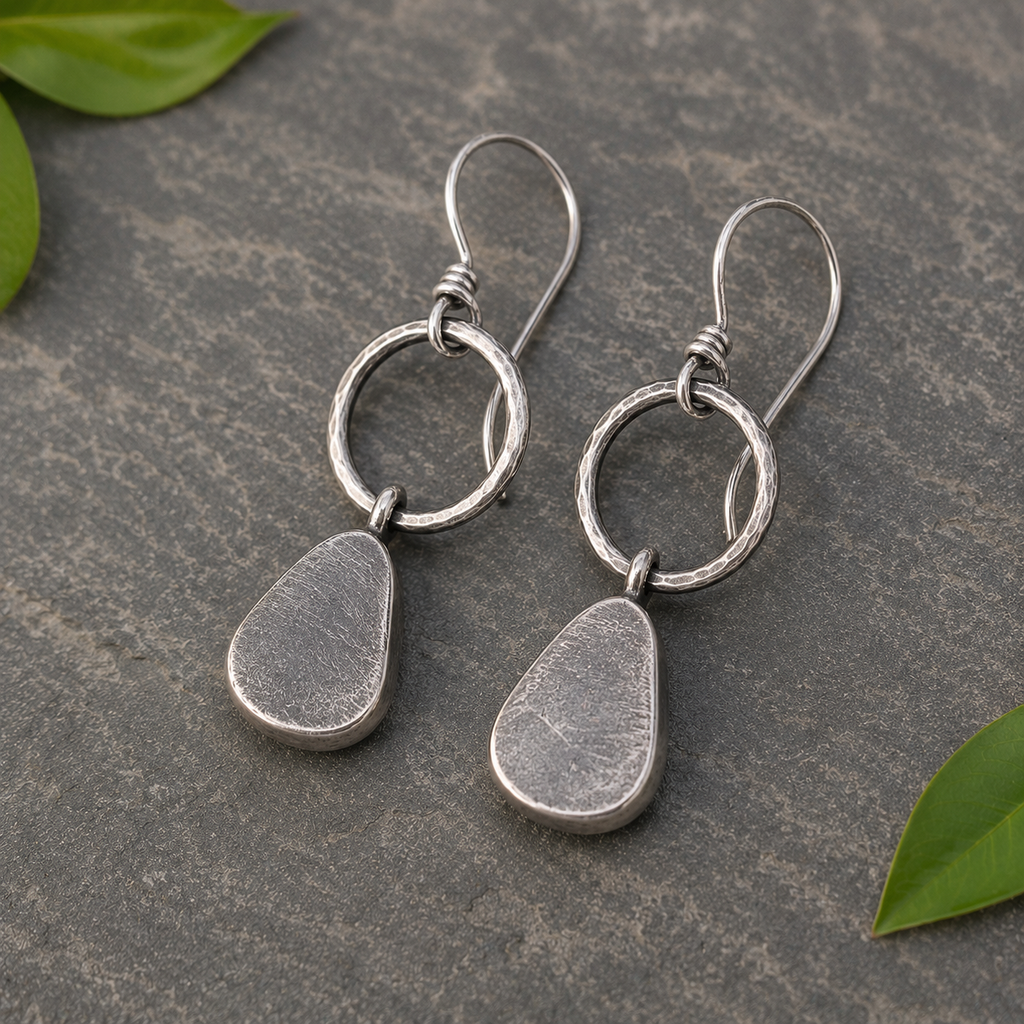 Handmade Oxidized Sterling Silver Turquoise Earrings