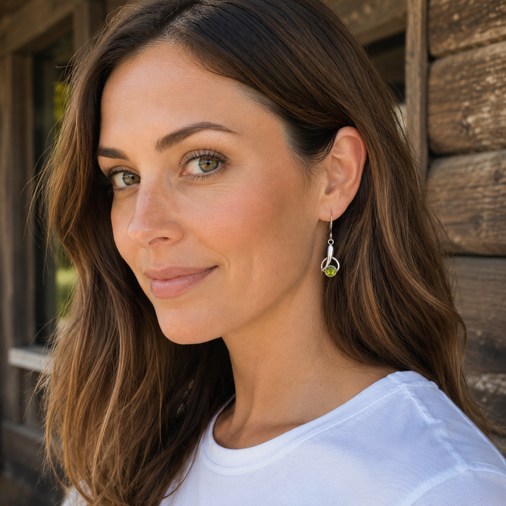 Handmade Oxidized Sterling Silver Peridot Earrings
