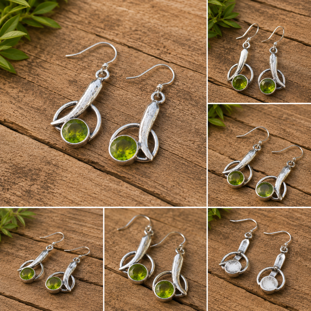 Handmade Oxidized Sterling Silver Peridot Earrings