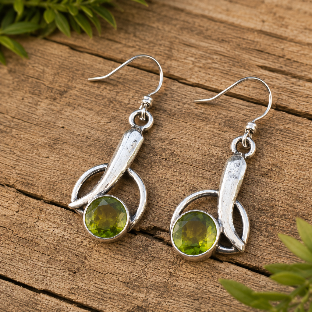 Handmade Oxidized Sterling Silver Peridot Earrings