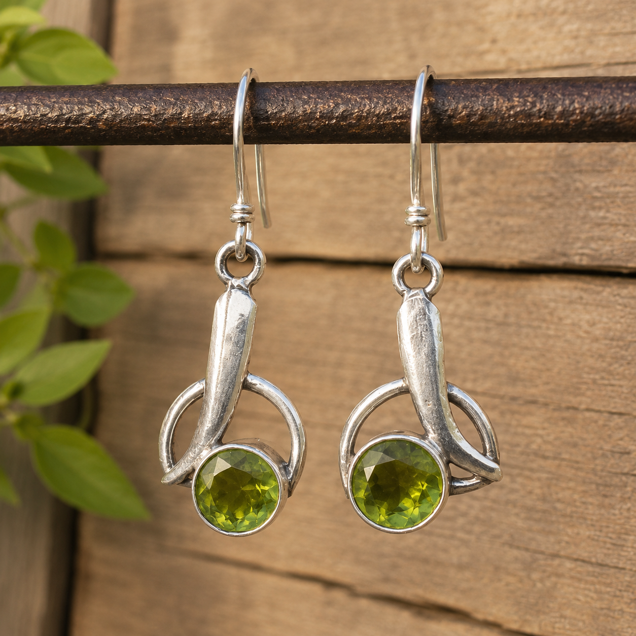 Handmade Oxidized Sterling Silver Peridot Earrings